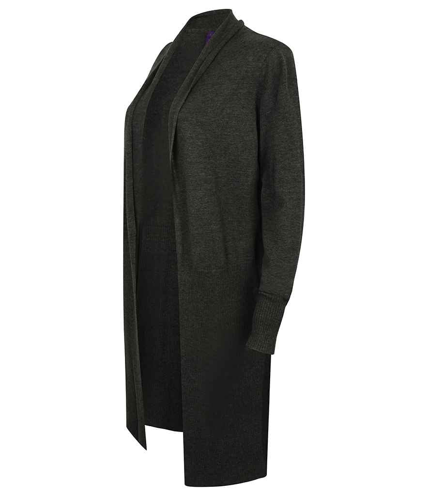 Henbury Ladies Longline Open Cardigan | Grey Marl - Image 3