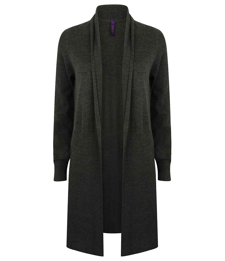 Henbury Ladies Longline Open Cardigan | Grey Marl