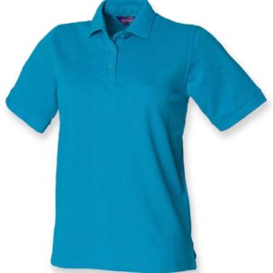 Henbury Ladies Poly/Cotton Piqué Polo Shirt | Turquoise Blue