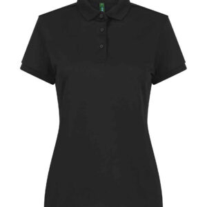 Henbury Ladies Recycled Polyester Polo Shirt | Black