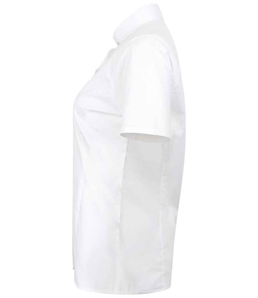 Henbury Ladies Short Sleeve Stretch Poplin Shirt | White - Image 3