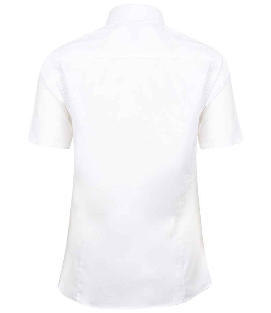 Henbury Ladies Short Sleeve Stretch Poplin Shirt | White - Image 2
