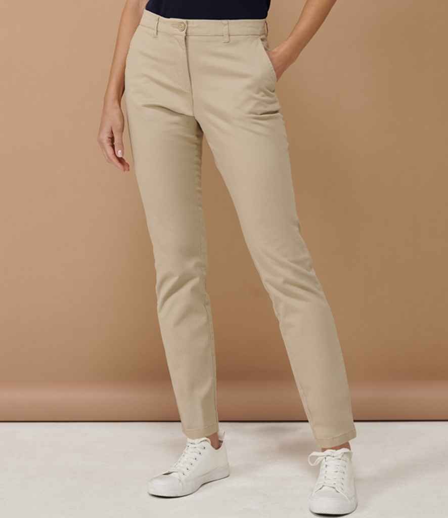 Henbury Ladies Stretch Chino Trousers | Stone