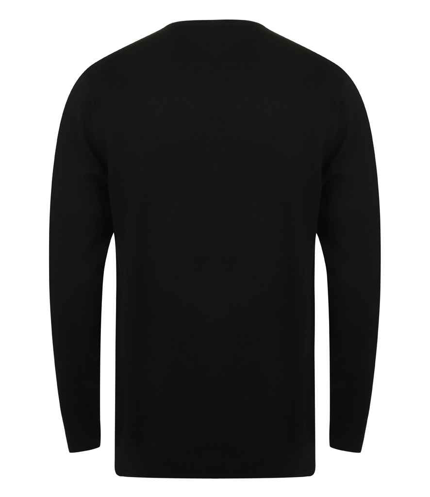 Henbury Lightweight Cotton Acrylic Crew Neck Sweater | Black - Image 2