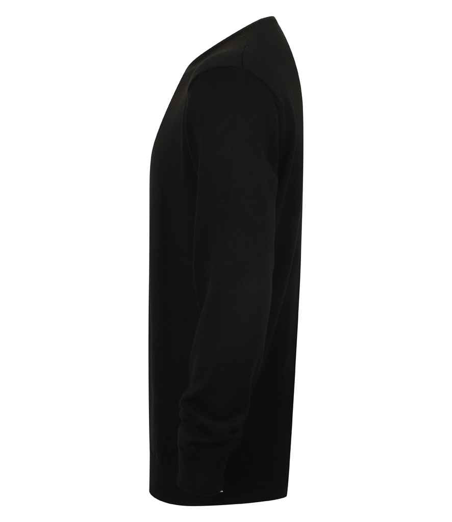 Henbury Lightweight Cotton Acrylic Crew Neck Sweater | Black - Image 3