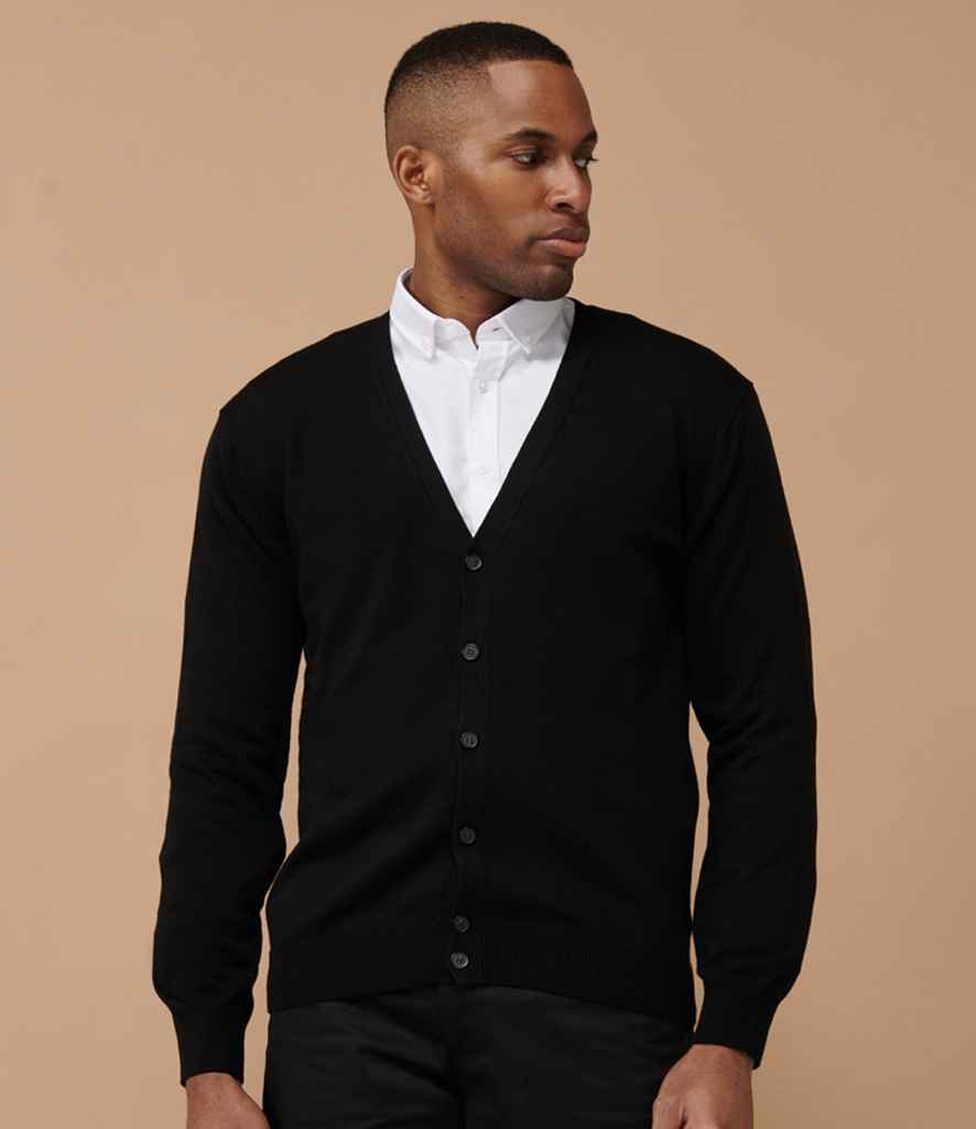 Henbury Lightweight Cotton Acrylic V Neck Cardigan | Black
