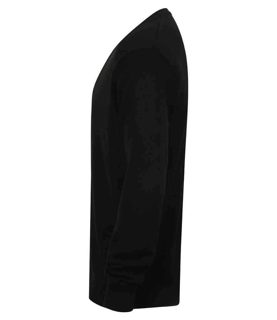 Henbury Lightweight Cotton Acrylic V Neck Cardigan | Black - Image 5