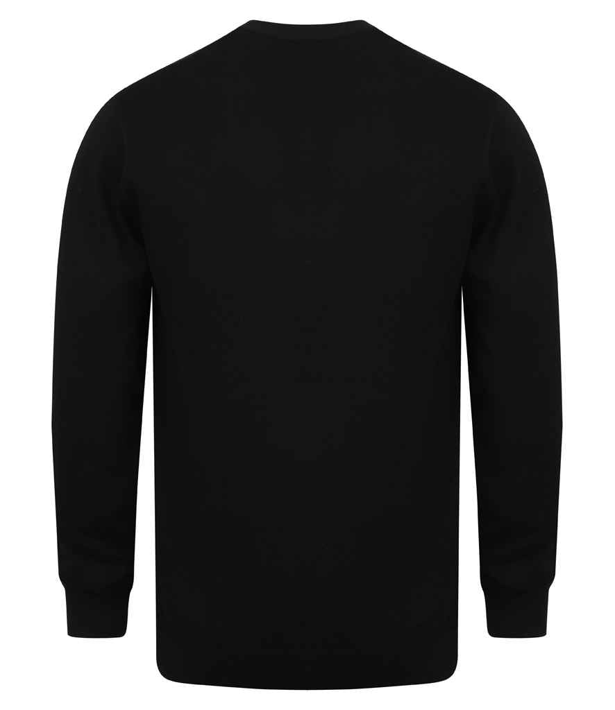 Henbury Lightweight Cotton Acrylic V Neck Cardigan | Black - Image 4