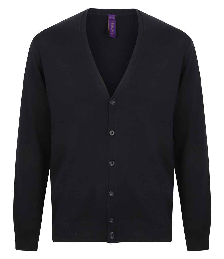 Henbury Lightweight Cotton Acrylic V Neck Cardigan | Navy