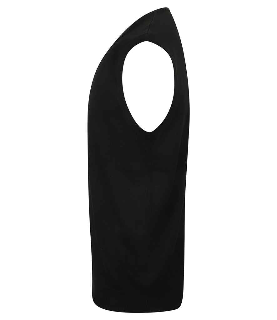 Henbury Lightweight Sleeveless Cotton Acrylic V Neck Sweater | Navy - Image 3
