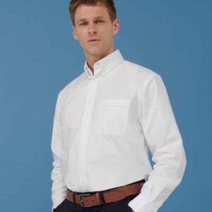Henbury Long Sleeve Classic Oxford Shirt | White