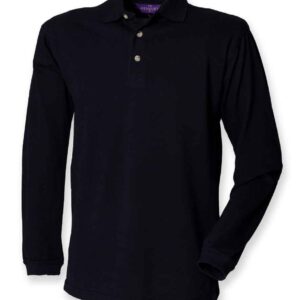 Henbury Long Sleeve Cotton Piqué Polo Shirt | Navy