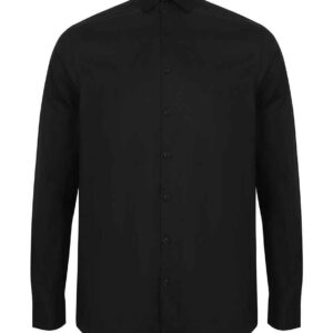 Henbury Long Sleeve Stretch Poplin Shirt | Black