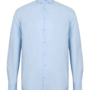 Henbury Long Sleeve Stretch Poplin Shirt | Light Blue