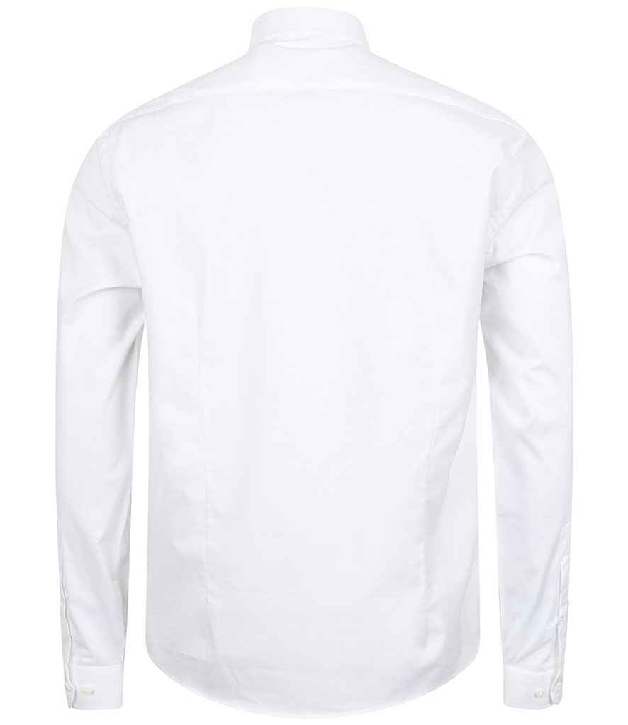Henbury Long Sleeve Stretch Poplin Shirt | White - Image 2