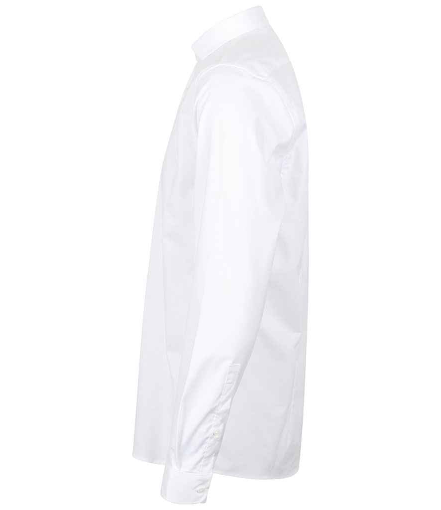 Henbury Long Sleeve Stretch Poplin Shirt | White - Image 3