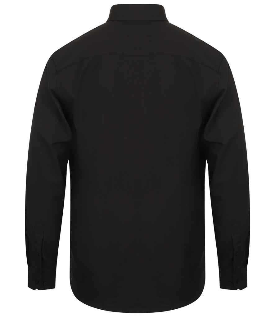Henbury Long Sleeve Wicking Shirt | Black - Image 2