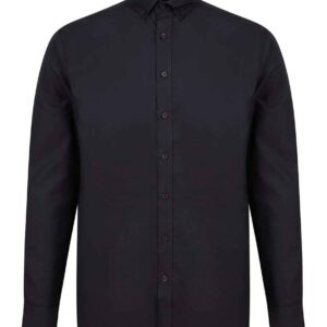 Henbury Modern Long Sleeve Classic Fit Oxford Shirt | Black