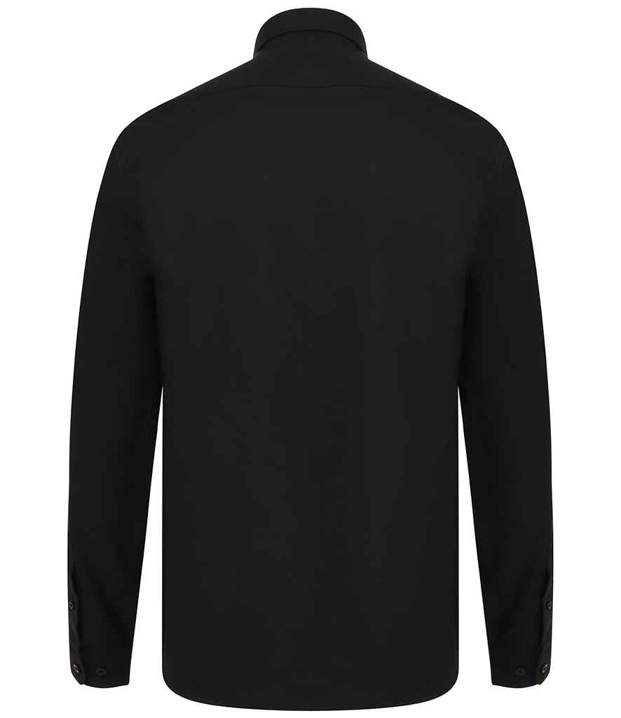 Henbury Modern Long Sleeve Regular Fit Oxford Shirt | Black - Image 2