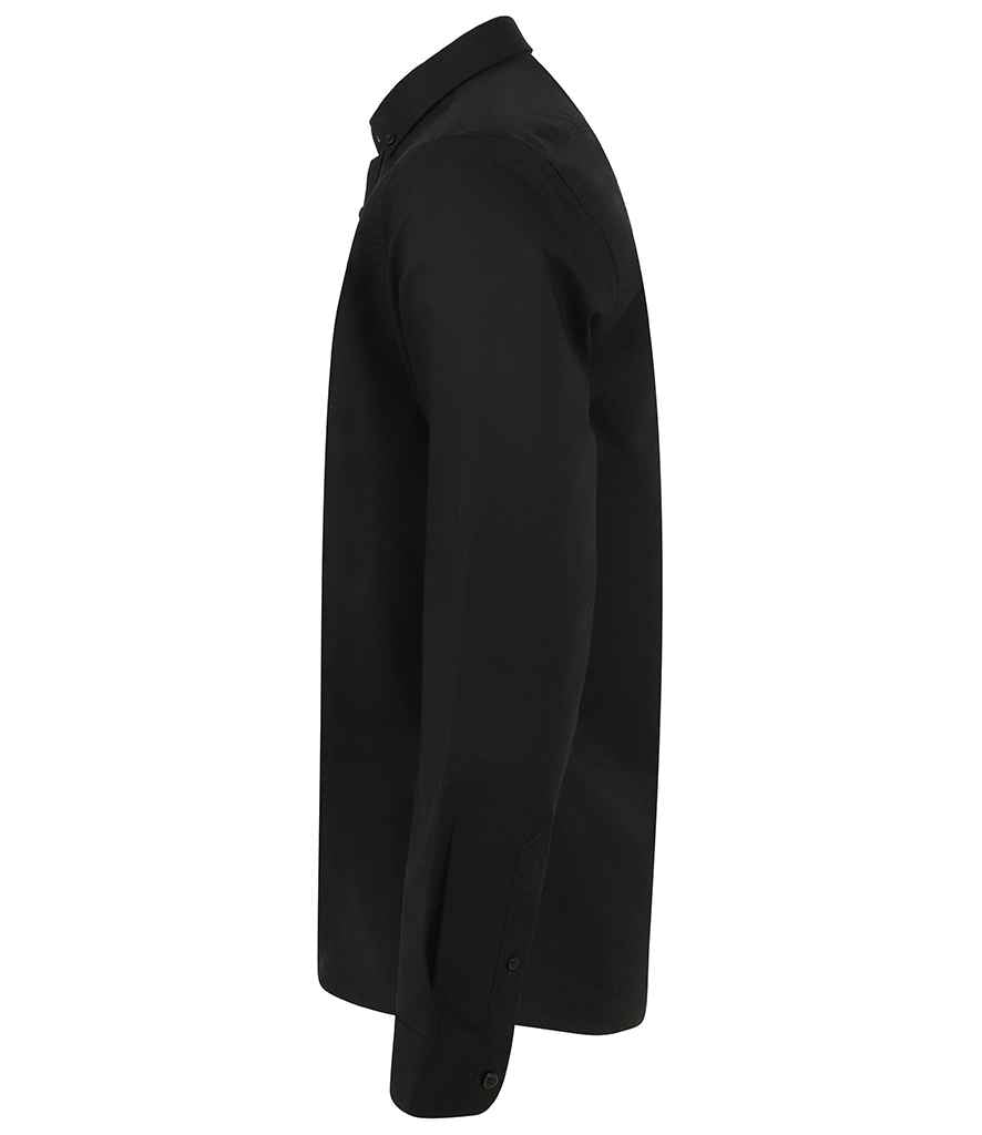 Henbury Modern Long Sleeve Regular Fit Oxford Shirt | Black - Image 3