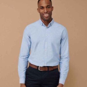 Henbury Modern Long Sleeve Regular Fit Oxford Shirt | Blue