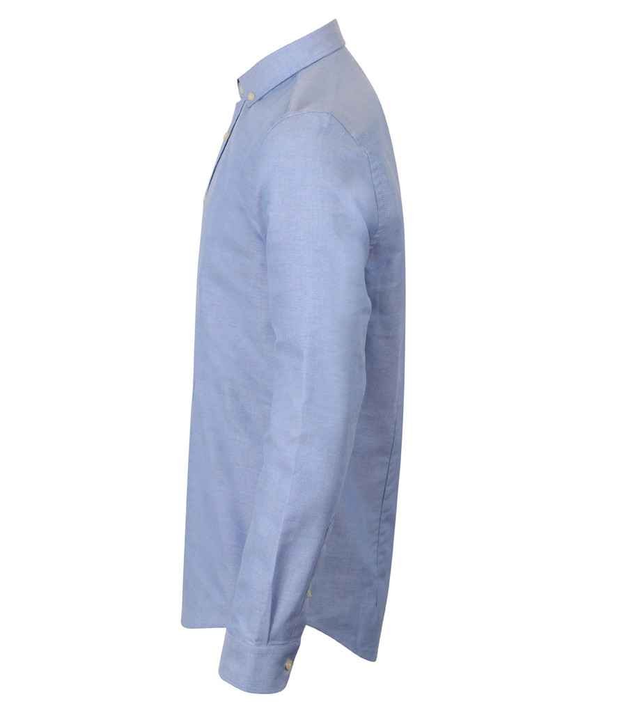 Henbury Modern Long Sleeve Slim Fit Oxford Shirt | Blue - Image 3