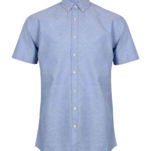 Henbury Modern Short Sleeve Regular Fit Oxford Shirt | Blue