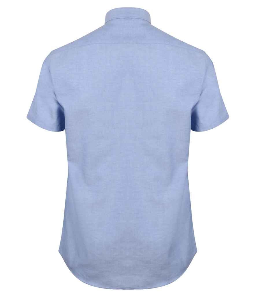 Henbury Modern Short Sleeve Regular Fit Oxford Shirt | Blue - Image 2