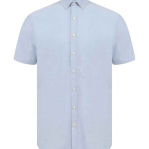 Henbury Modern Short Sleeve Slim Fit Oxford Shirt | Blue