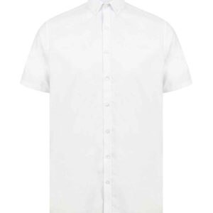 Henbury Modern Short Sleeve Slim Fit Oxford Shirt | White