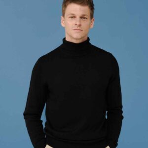 Henbury Roll Neck Sweater | Black