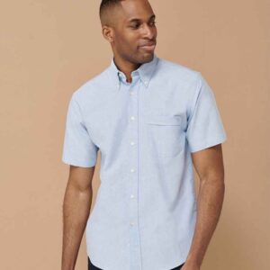 Henbury Short Sleeve Classic Oxford Shirt | Blue