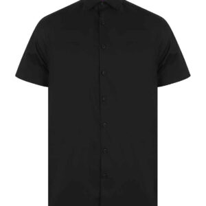Henbury Short Sleeve Stretch Poplin Shirt | Black