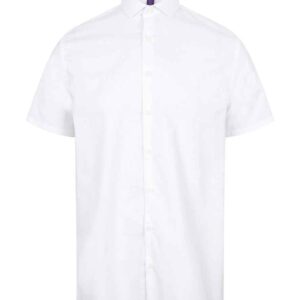 Henbury Short Sleeve Stretch Poplin Shirt | White