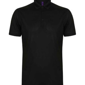 Henbury Slim Fit Stretch Microfine Piqué Polo Shirt | Black