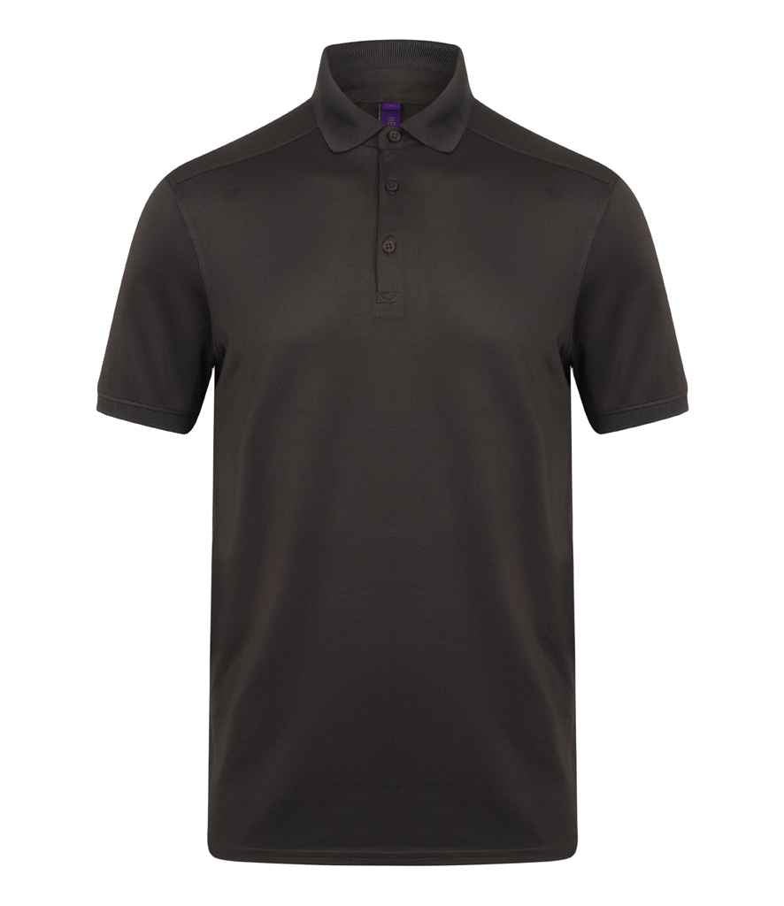 Henbury Slim Fit Stretch Microfine Piqué Polo Shirt | Dark Grey