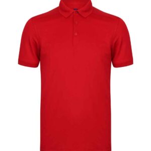 Henbury Slim Fit Stretch Microfine Piqué Polo Shirt | Red