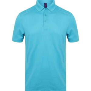 Henbury Slim Fit Stretch Microfine Piqué Polo Shirt | Turquoise Blue