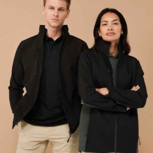 Henbury Unisex Contrast Soft Shell Jacket | Black/Charcoal