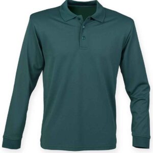 Henbury Unisex Long Sleeve Coolplus® Piqué Polo Shirt | Bottle Green