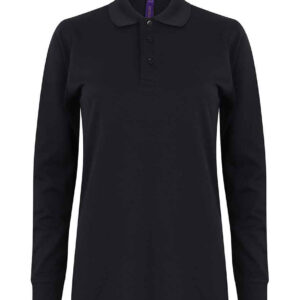 Henbury Unisex Long Sleeve Coolplus® Piqué Polo Shirt | Navy