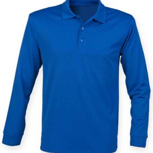 Henbury Unisex Long Sleeve Coolplus® Piqué Polo Shirt | Royal Blue