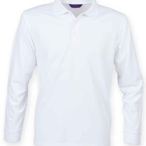 Henbury Unisex Long Sleeve Coolplus® Piqué Polo Shirt | White