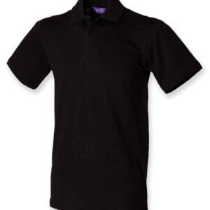 Henbury Unisex Stretch Cotton Piqué Polo Shirt | Black