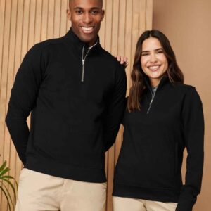 Henbury Unisex Sustainable 1/4 Zip Sweatshirt | Black