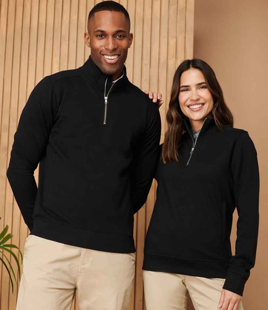 Henbury Unisex Sustainable 1/4 Zip Sweatshirt | Black