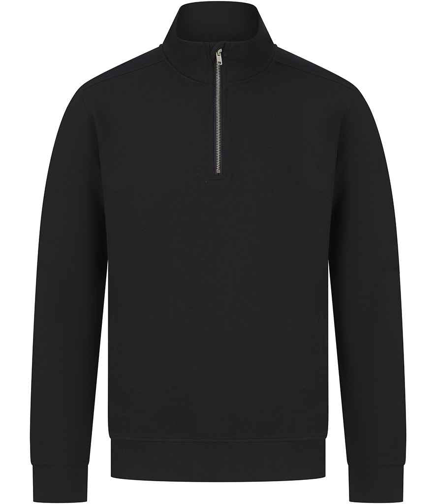 Henbury Unisex Sustainable 1/4 Zip Sweatshirt | Black - Image 2