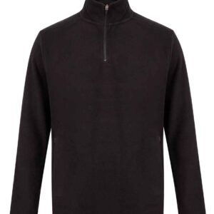 Henbury Zip Neck Micro Fleece | Black