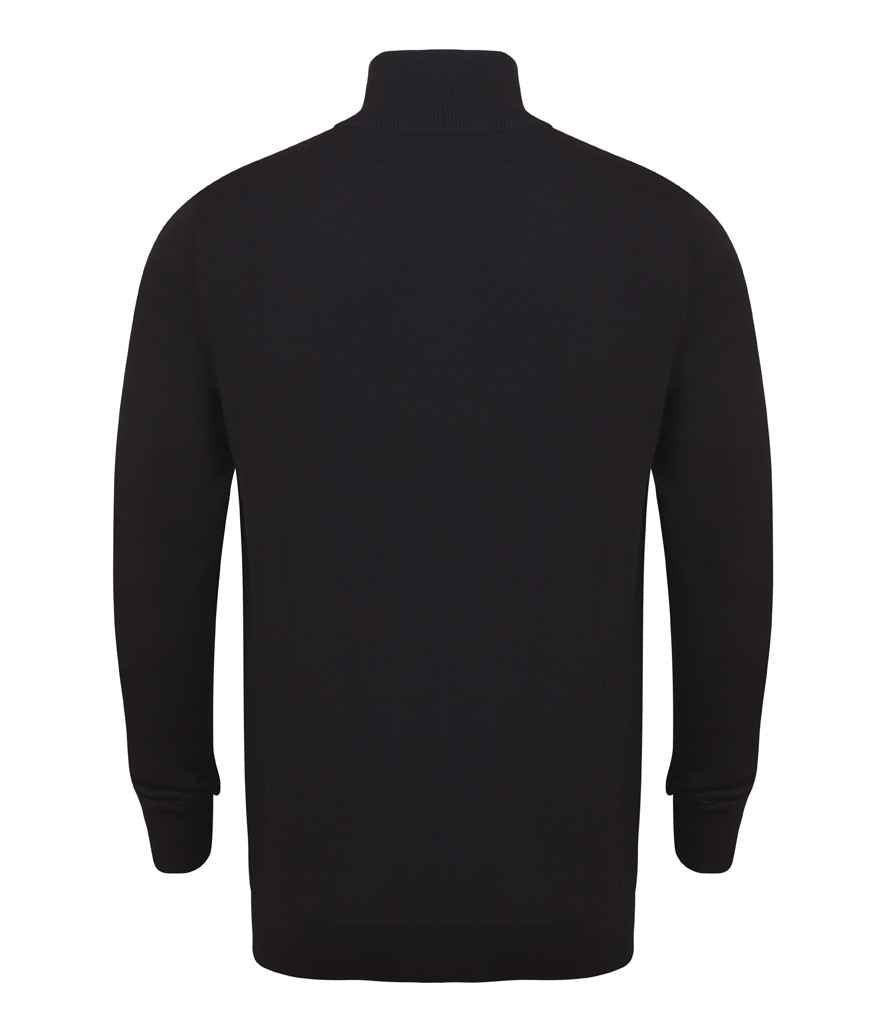 Henbury Zip Neck Sweater | Black - Image 2