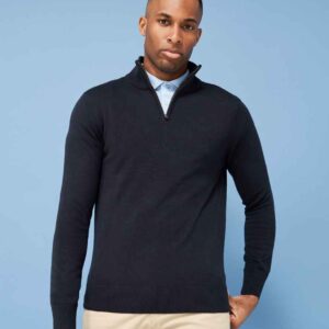 Henbury Zip Neck Sweater | Navy